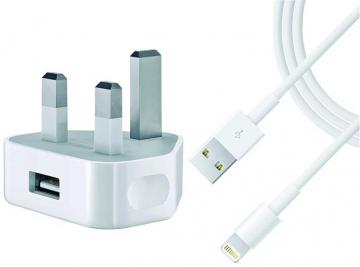 Apple 5W USB UK Power Adapter & Lightning Cable Bundle