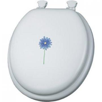 Bemis Mayfair Round Daisy in Bloom Embriodered Cushioned Vinyl Soft Toilet Seat