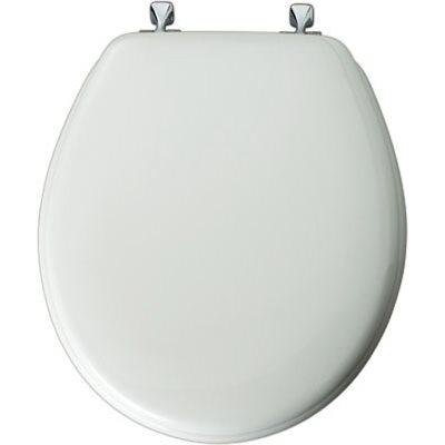 Bemis Mayfair Round Molded Wood Toilet Seat, Chrome Hinge, White
