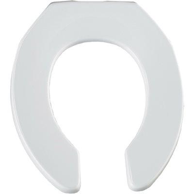 Bemis Round Commercial Plastic Toilet Seat, Open Front, STA-TITE  Hinge, White