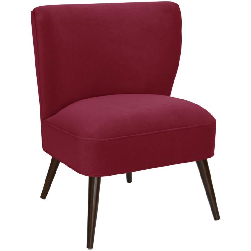 Skyline Curved Armless Chair In Velvet Berry