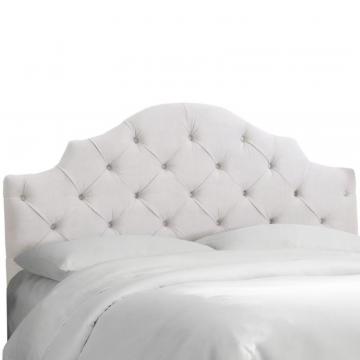 Skyline Twin Tufted Notched Headboard In Velvet White