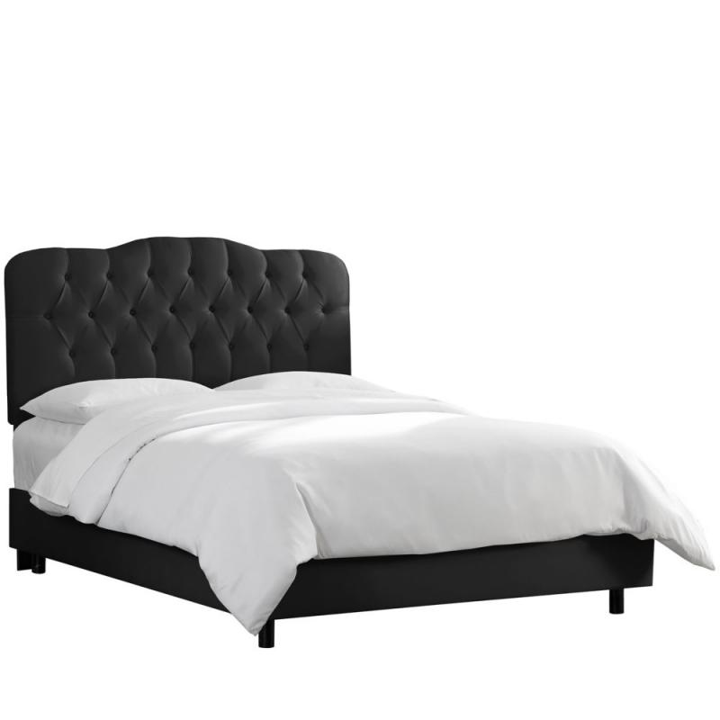 Skyline Twin Tufted Bed In Shantung Black