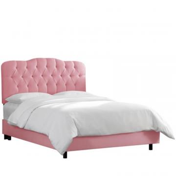 Skyline Twin Tufted Bed In Shantung Woodrose