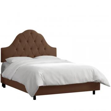 Skyline King Arched Tufted Bed In Velvet Chocolate