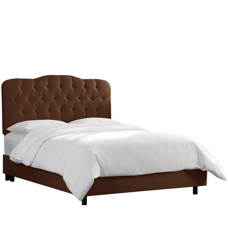 Skyline Twin Tufted Bed In Shantung Chocolate
