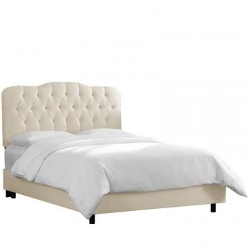 Skyline Full Tufted Bed In Shantung Parchment