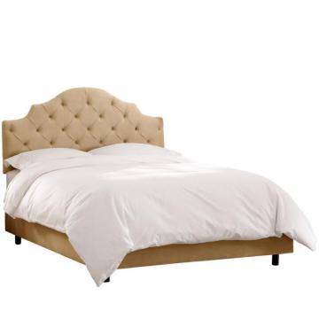 Skyline California King Tufted Notched Bed In Velvet Buckwheat