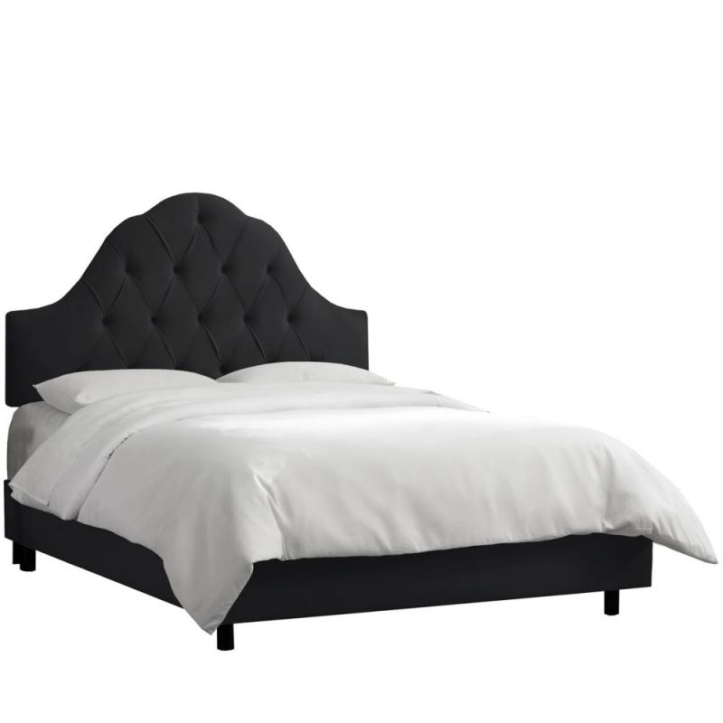 Skyline Full Arched Tufted Bed In Velvet Black