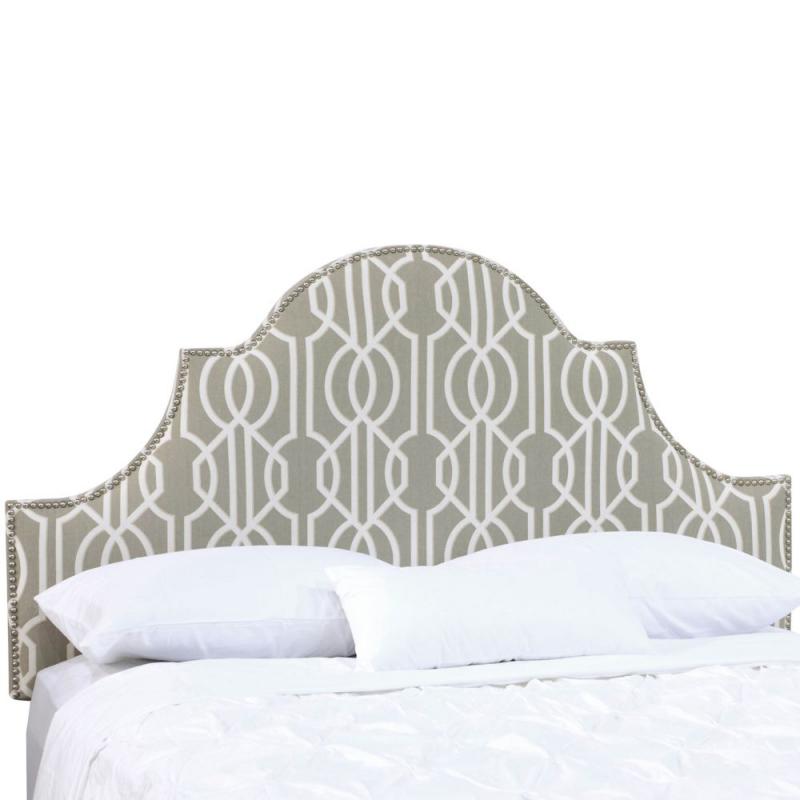 Skyline Twin Nail Button High Arch Notched Headboard In Deco Slate