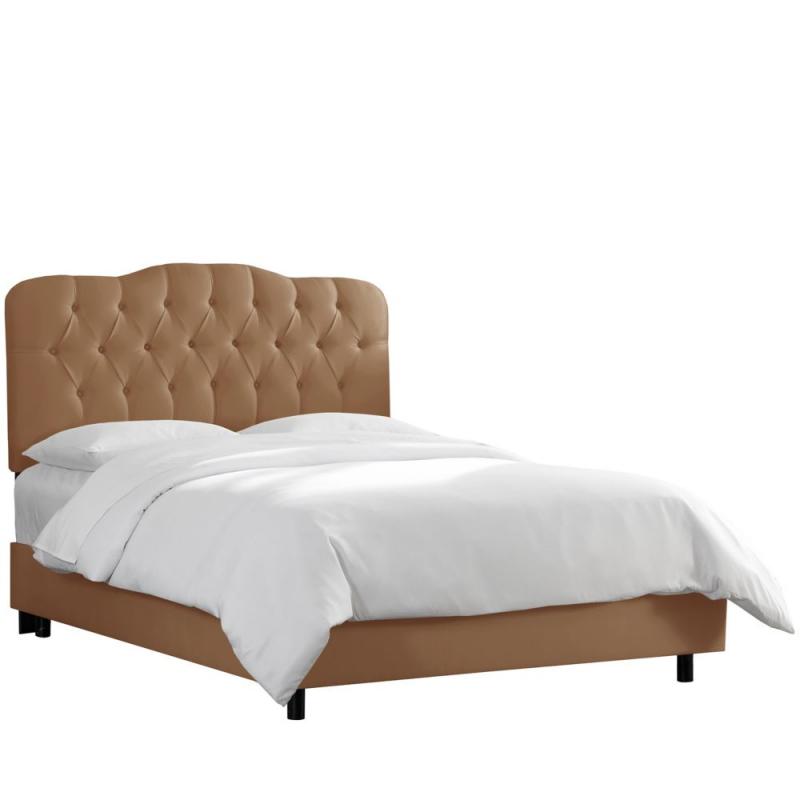 Skyline Queen Tufted Bed In Shantung Khaki