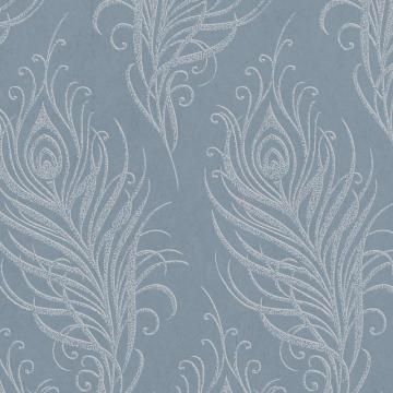 Graham & Brown Quill Blue/Silver Wallpaper