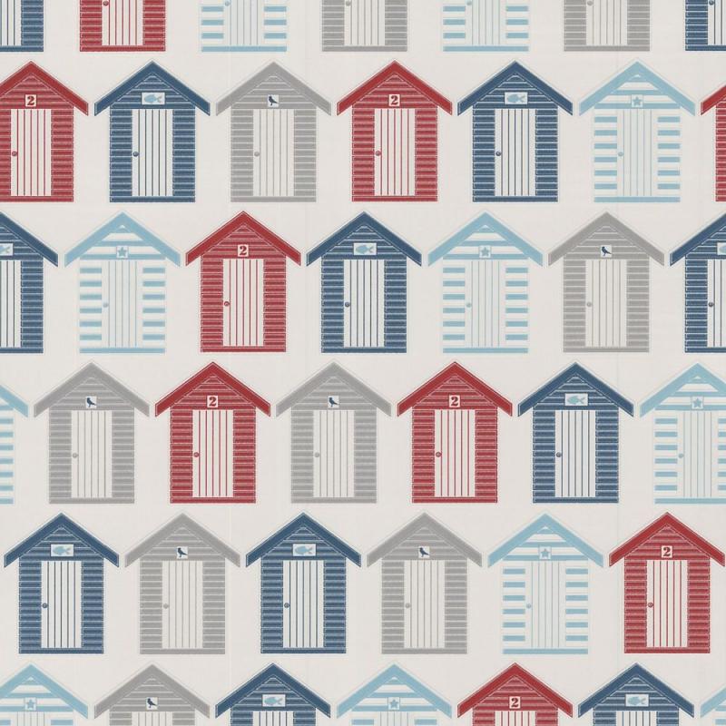 Graham & Brown Beach Huts Red/Blue/Grey Wallpaper