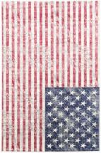 eCarpet Gallery Stars And Stripes Cream, Navy, Red Power Loomed Rug 4'3" x 6'5"