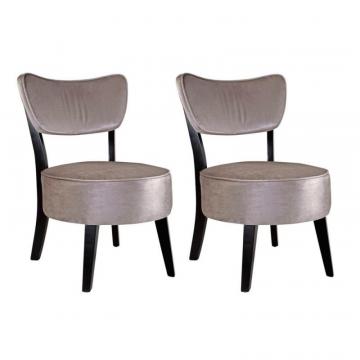 Corliving Antonio Accent Chair In Grey Velvet, Set Of 2
