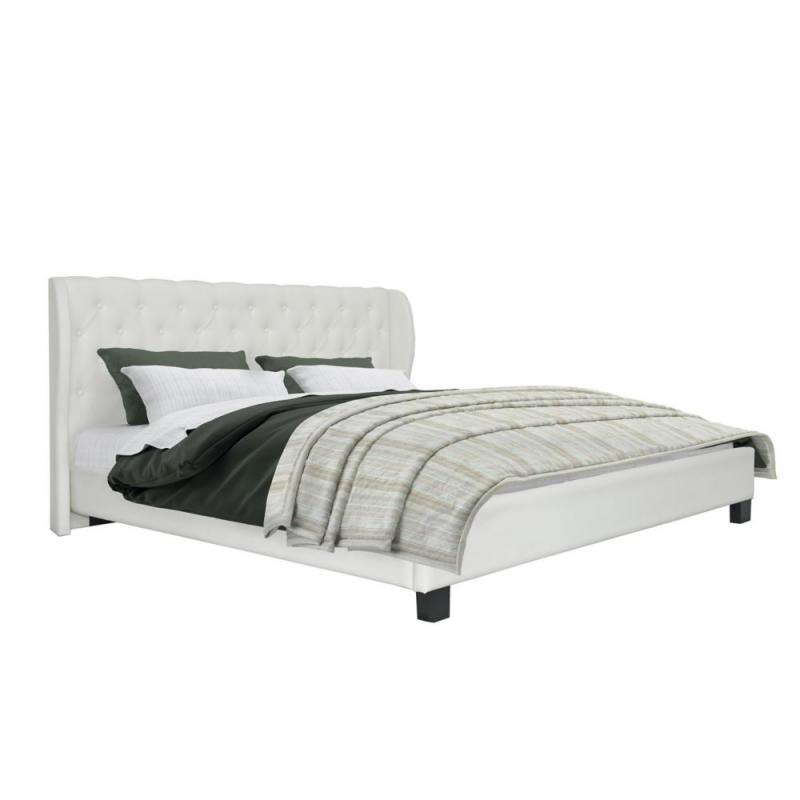 Corliving Fairfield Tufted White Bonded Leather King Bed