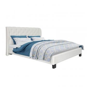 Corliving Fairfield Tufted White Bonded Leather Queen Bed