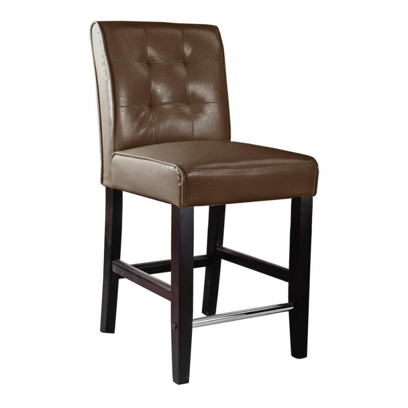 Corliving Antonio Counter Height Barstool In Dark Brown Bonded Leather