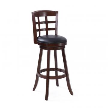 Corliving Woodgrove 43 Inch Dark Cappuccino Wood Barstool With Black Leatherette Seat