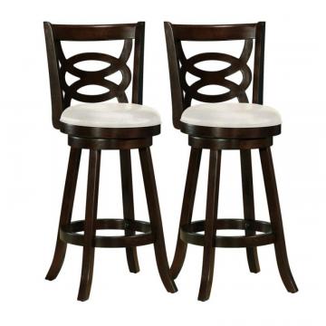 Corliving Woodgrove 43 Inch  Cappuccino Wood Barstool With Leatherette Seat, Set Of 2