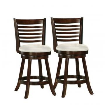 Corliving Woodgrove 38 Inch  Cappuccino Wood Barstool With Leatherette Seat, Set Of 2