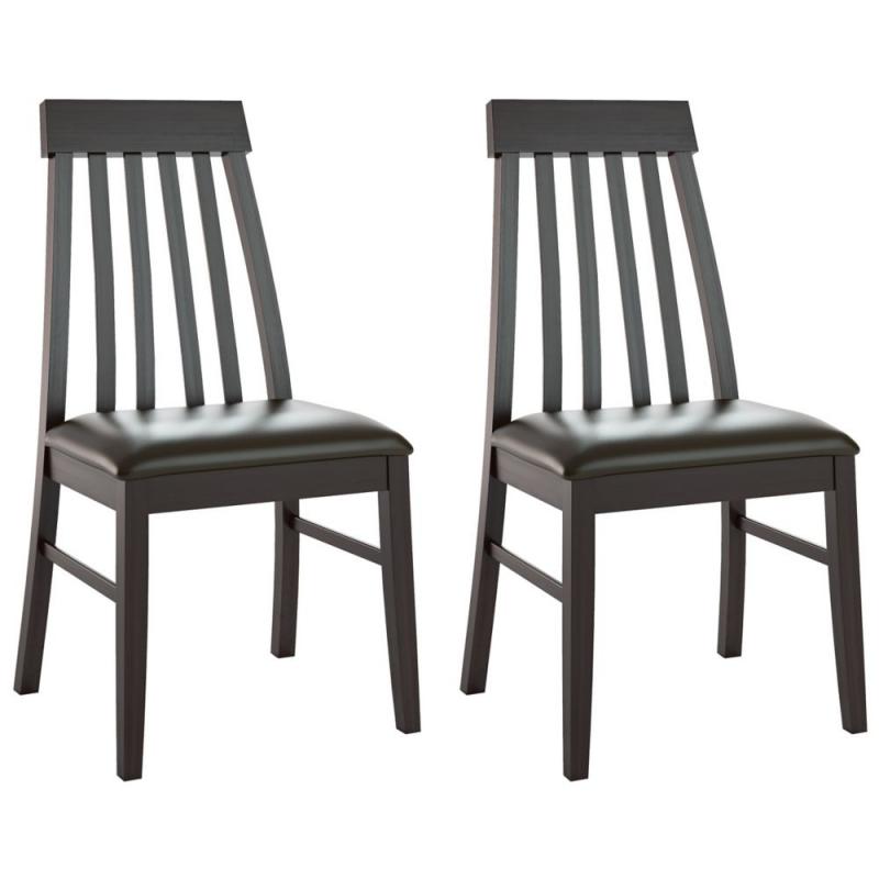 Corliving Dining Collection Tapered Back Dining Chairs In Chocolate Black Bonded Leather, Set Of 2