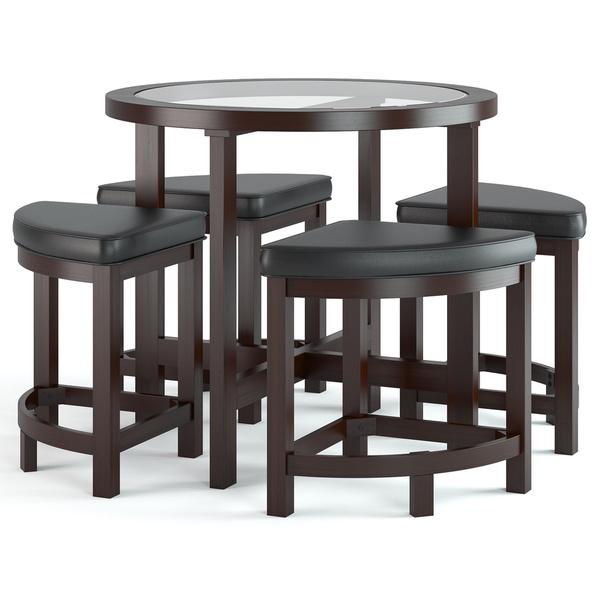 Corliving Belgrove Dark Espresso Stained Dining Table With 4 Stools