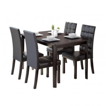 Corliving Atwood 5pc Dining Set, With Dark Brown Leatherette Seats