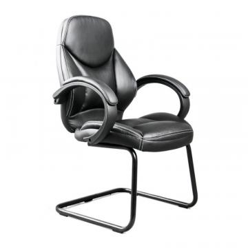 Corliving BIFMA Workspace Black Bonded Leather Office Guest Chair