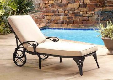 Home Styles Biscayne Black Chaise Lounge Chair Taupe Cushion