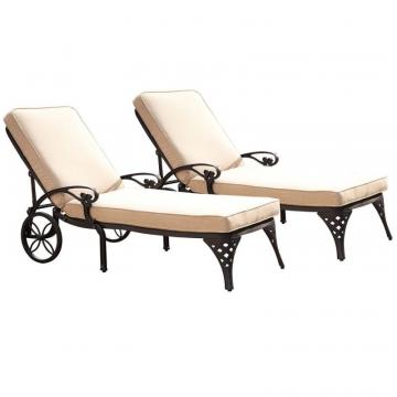 Home Styles Biscayne Black Chaise Lounge Chairs (2) Taupe Cushions