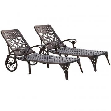 Home Styles Biscayne Black Chaise Lounge Chairs (2)