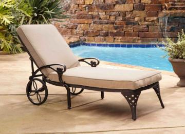 Home Styles Biscayne Bronze Chaise Lounge Chair Taupe Cushion