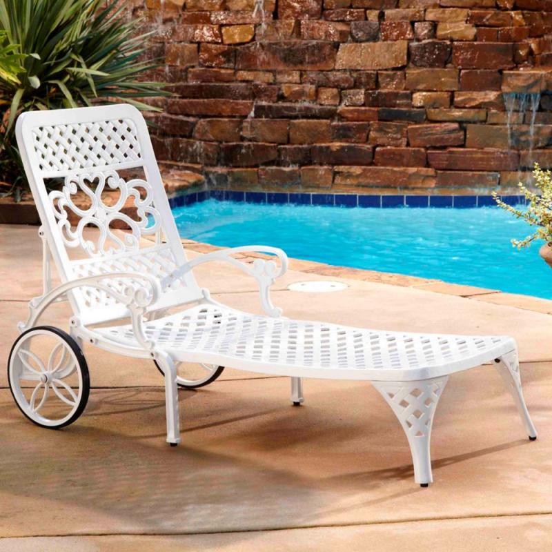 Home Styles Biscayne White Chaise Lounge Chair