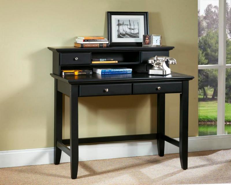 Home Styles Bedford Black Student Desk and Hutch