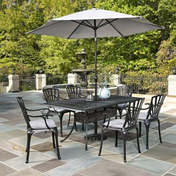 Home Styles Largo 7-Piece Dining Set with Umbrella and Cushions