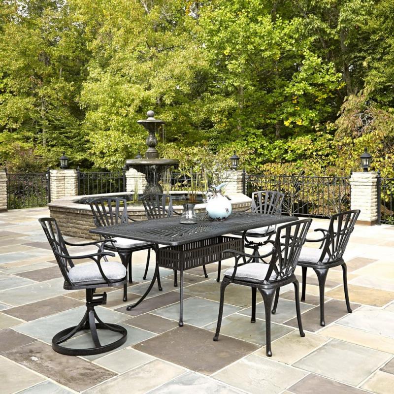 Home Styles Largo 7-Piece Patio Dining Set with Umbrella and Cushions