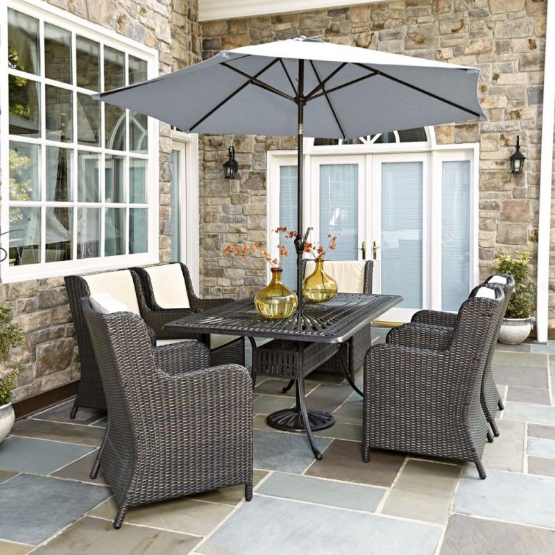 Home Styles Largo 7-Piece Patio Dining Set with Riviera Chairs and Umbrella