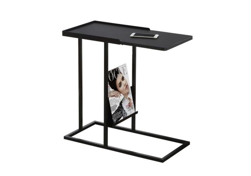 Monarch Accent Table - Black / Black Metal With A Magazine Rack