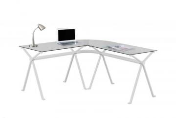 Monarch Computer Desk - White Metal With Tempered Glass