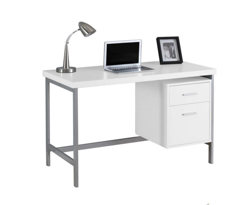 Monarch Computer Desk - 48" L / White / Silver Metal