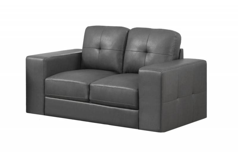 Monarch Love Seat - Charcoal Grey Bonded Leather