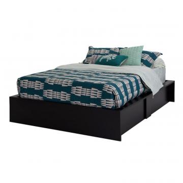 South Shore Step One Ottoman Queen storage bed (60"), Pure Black