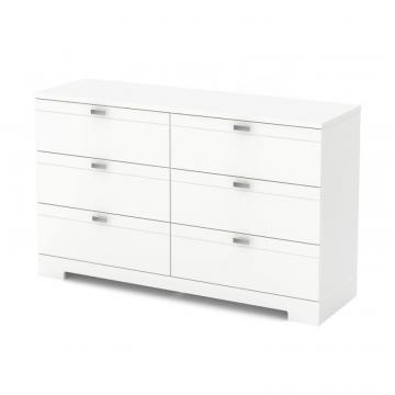 South Shore Reevo 6-Drawer Double Dresser, Pure White