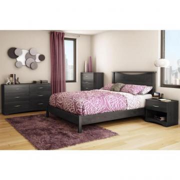 South Shore Step One Queen Platform Bed (60"), Gray Oak