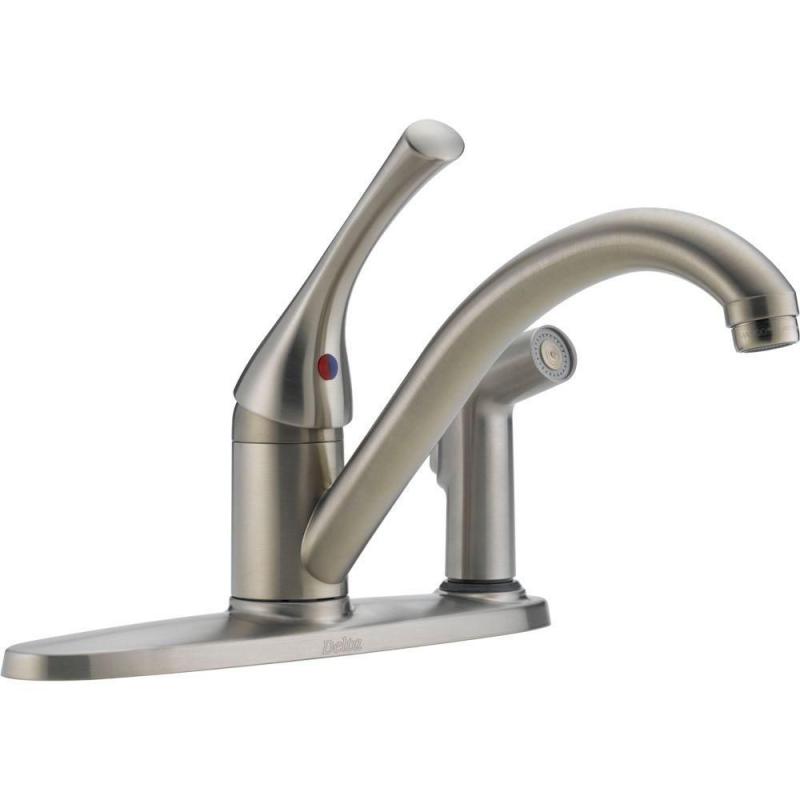 Delta Classic Single Handle Kitchen Faucet with Spray, Stainless Steel