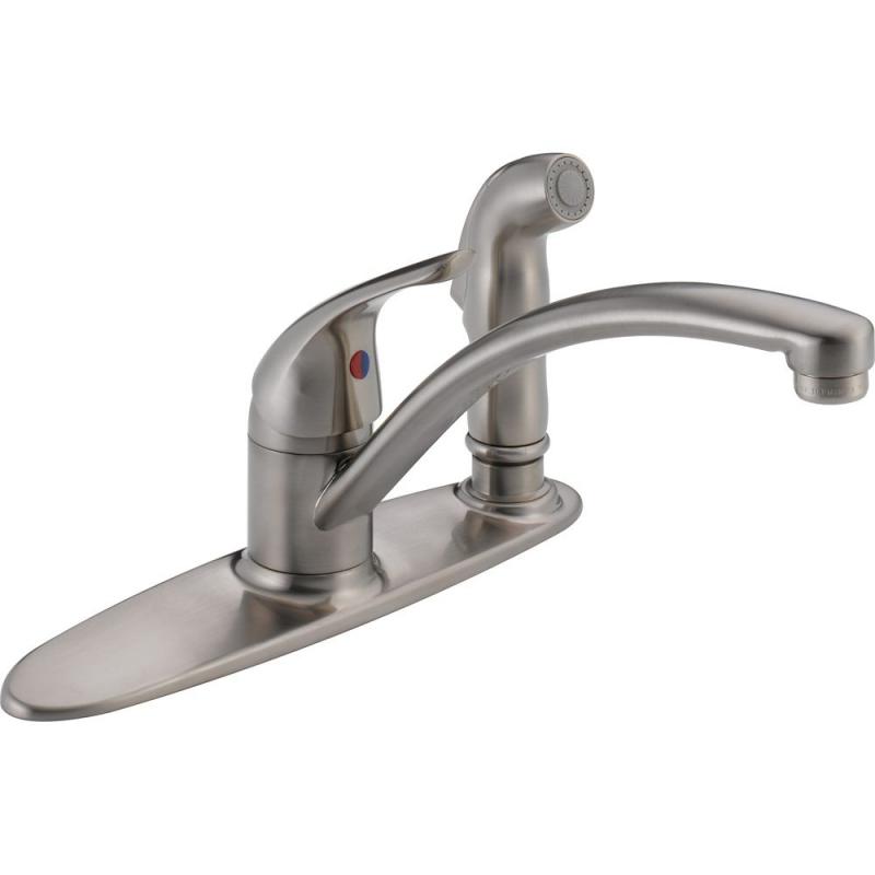Delta Single Handle Kitchen Faucet with Spray, Stainless Steel