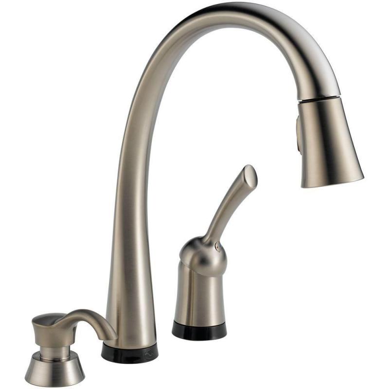 Delta Pilar Pull-Down Kitchen Faucet With Soap Dispenser - Stainless Steel