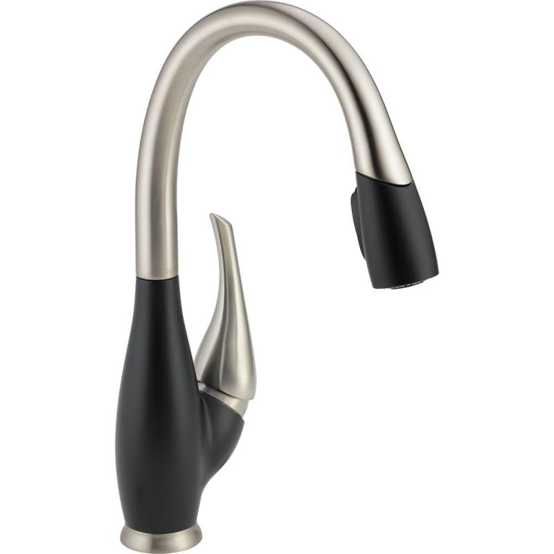 Delta Single Handle Pull-Down Kitchen Faucet, Stainless/Black