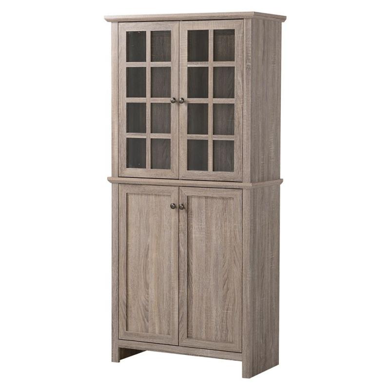 Homestar 2 Door Glass Storage Cabinet in Reclaimed Wood